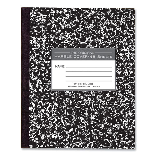 Image of Roaring Spring® 77333 Marble Cover Composition Book, Wide/Legal Rule, Black Marble Cover, (48) 8.5 x 7 Sheets