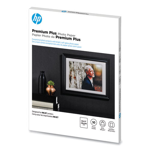 Image of HP CR667A Premium Plus Photo Paper, 11.5 Mil, 8.5 X 11, Soft-Gloss White, 50/pack