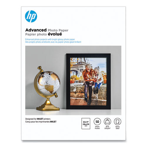 Image of HP Q7853A Advanced Photo Paper, 10.5 Mil, 8.5 X 11, Glossy White, 50/pack
