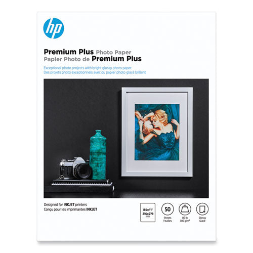 Image of HP CR664A Premium Plus Photo Paper, 11.5 Mil, 8.5 X 11, Glossy White, 50/pack