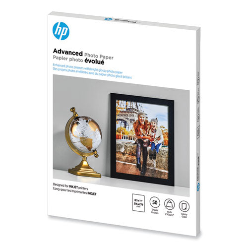 Image of HP Q7853A Advanced Photo Paper, 10.5 Mil, 8.5 X 11, Glossy White, 50/pack