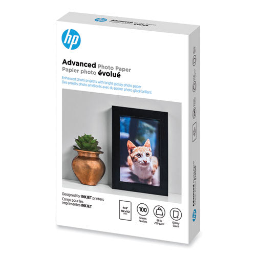 Image of HP Q6638A Advanced Photo Paper, 10.5 Mil, 4 X 6, Glossy White, 100/pack