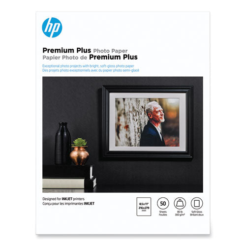 Image of HP CR667A Premium Plus Photo Paper, 11.5 Mil, 8.5 X 11, Soft-Gloss White, 50/pack