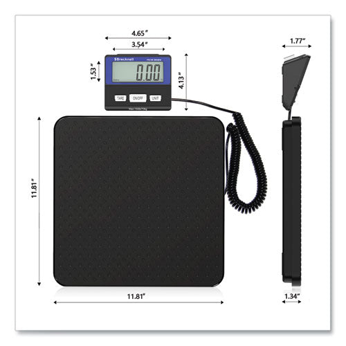 Image of Brecknell PS150SL PS150 Slimline Portable Bench Scale, 150 lbs/70 kg Capacity, 11.8 x 11.8 x 1.34 Platform, Black