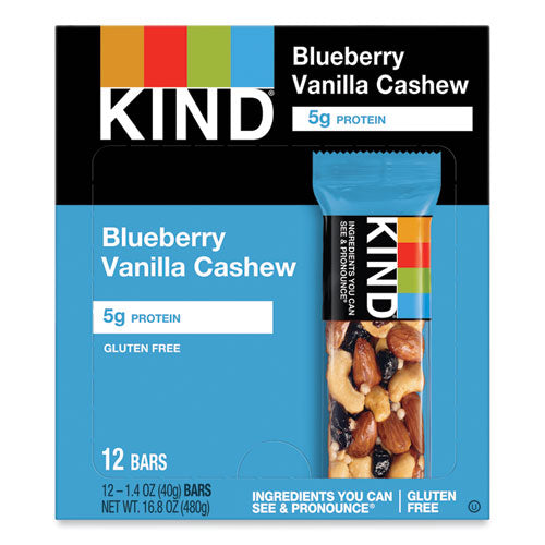 Image of KIND 18039 Fruit And Nut Bars, Blueberry Vanilla And Cashew, 1.4 Oz Bar, 12/box