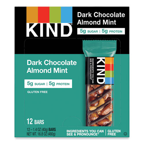 Image of KIND 19988 Nuts And Spices Bar, Dark Chocolate Almond Mint, 1.4 Oz Bar, 12/box
