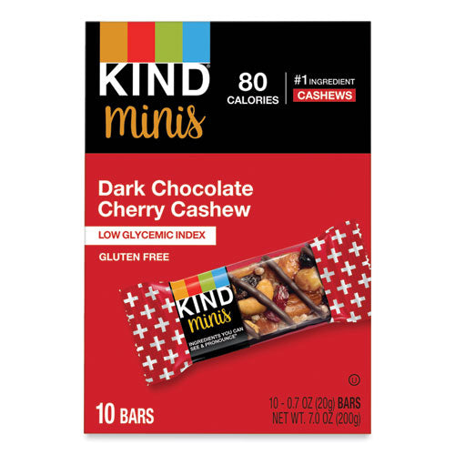 Image of KIND 27962 Minis, Dark Chocolate Cherry Cashew, 0.7 oz Bar, 10/Pack