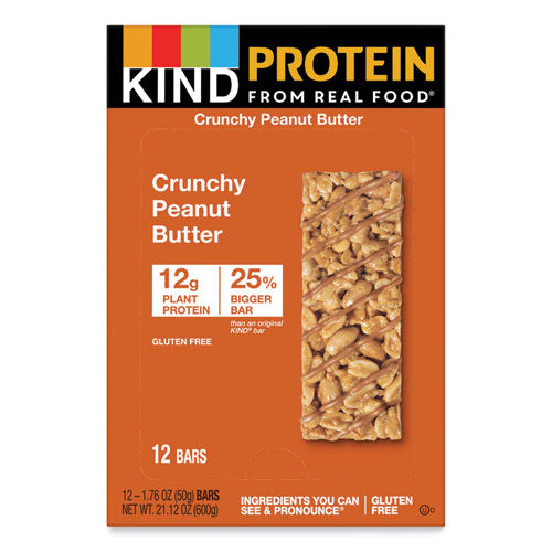 Image of KIND 26026 Protein Bars, Crunchy Peanut Butter, 1.76 oz Individually Wrapped, 12/Pack