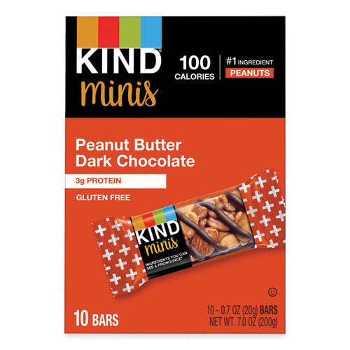 Image of KIND 27961 Minis, Peanut Butter Dark Chocolate, 0.7 oz Bar, 10/Pack