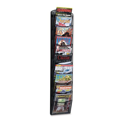 Image of Safco® 5579BL Onyx Mesh Literature Rack, Ten Compartments, 10.25w X 3.5d X 50.75h, Black