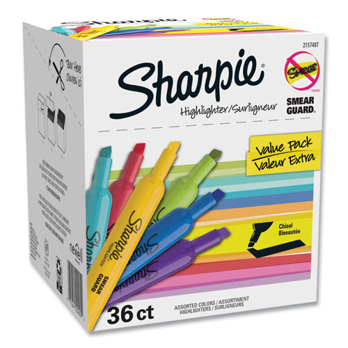 Image of Sharpie® 2157487 Tank Style Highlighters, Assorted Ink Colors, Chisel Tip, Assorted Barrel Colors, 36/Pack
