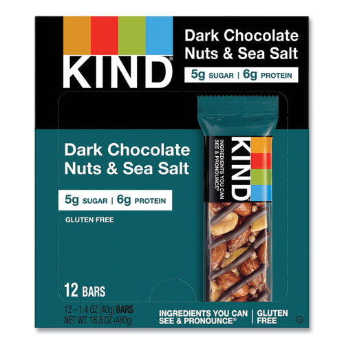 Image of KIND 17851 Nuts and Spices Bar, Dark Chocolate Nuts and Sea Salt, 1.4 oz Bar, 12/Box
