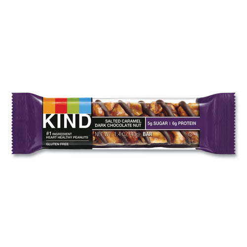 Image of KIND 26961 Nuts and Spices Bar, Salted Caramel and Dark Chocolate Nut, 1.4 oz Bar, 12/Pack