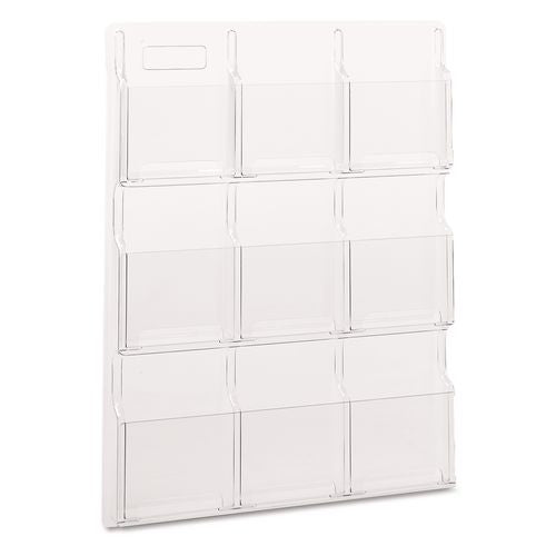 Image of Safco® 5603CL Reveal Clear Literature Displays, 9 Compartments, 30w X 2d X 36.75h, Clear