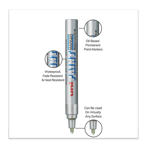 Image of uni®-Paint 63614 Permanent Marker, Medium Bullet Tip, Metallic Silver