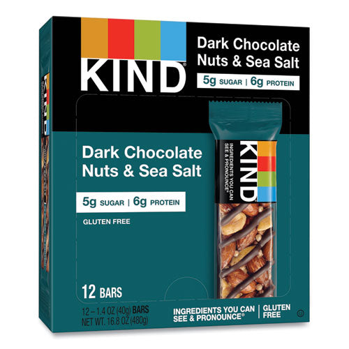 Image of KIND 17851 Nuts and Spices Bar, Dark Chocolate Nuts and Sea Salt, 1.4 oz Bar, 12/Box
