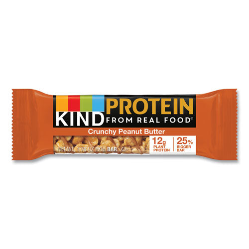 Image of KIND 26026 Protein Bars, Crunchy Peanut Butter, 1.76 oz Individually Wrapped, 12/Pack
