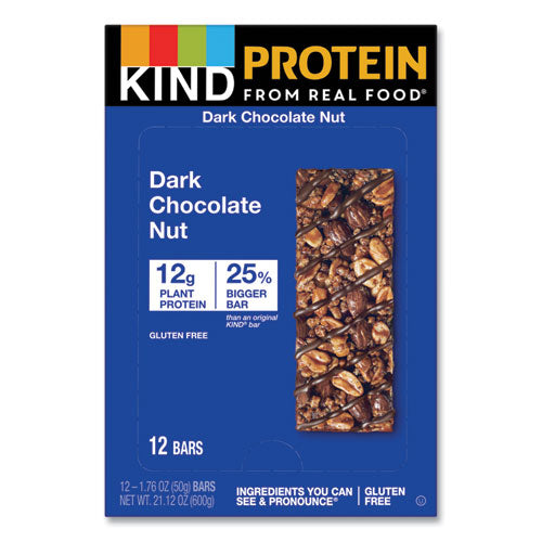 Image of KIND 26036 Protein Bars, Double Dark Chocolate, 1.76 oz Individually Wrapped, 12/Pack