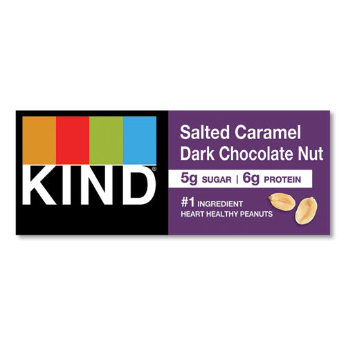 Image of KIND 26961 Nuts and Spices Bar, Salted Caramel and Dark Chocolate Nut, 1.4 oz Bar, 12/Pack