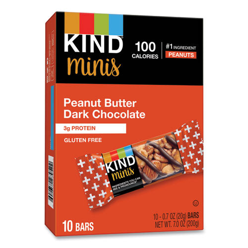 Image of KIND 27961 Minis, Peanut Butter Dark Chocolate, 0.7 oz Bar, 10/Pack
