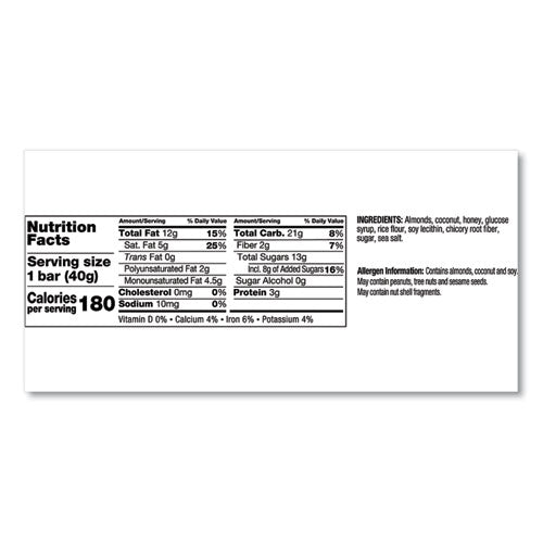 Image of KIND 17828 Fruit and Nut Bars, Almond and Coconut, 1.4 oz Bar, 12/Box