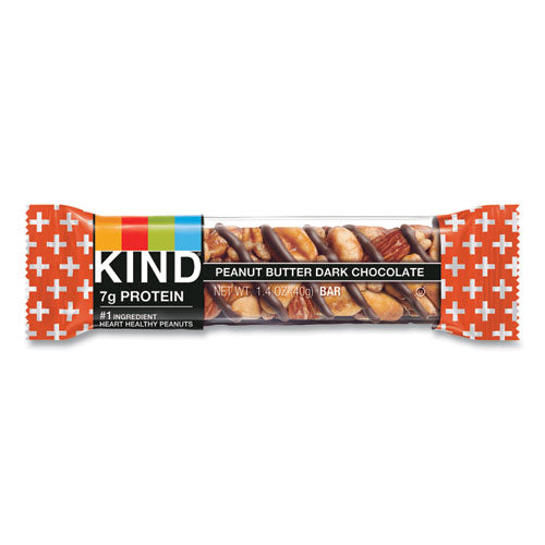 Image of KIND 17256 Plus Nutrition Boost Bar, Peanut Butter Dark Chocolate/Protein, 1.4 oz Bar, 12/Box