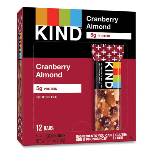 Image of KIND 17211 Plus Nutrition Boost Bar, Cranberry Almond and Antioxidants, 1.4 oz Bar, 12/Box