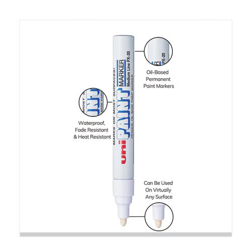 Image of uni®-Paint 63613 Permanent Marker, Medium Bullet Tip, White
