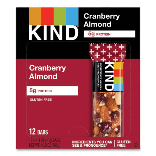 Image of KIND 17211 Plus Nutrition Boost Bar, Cranberry Almond and Antioxidants, 1.4 oz Bar, 12/Box