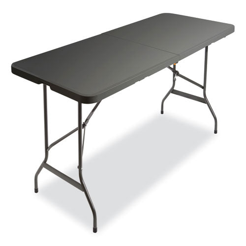 Image of SKILCRAFT® Bi-Fold Folding Table, 250 lb Weight Capacity, 30" W x 26" H x 72" D, Charcoal Gray, 1 Each