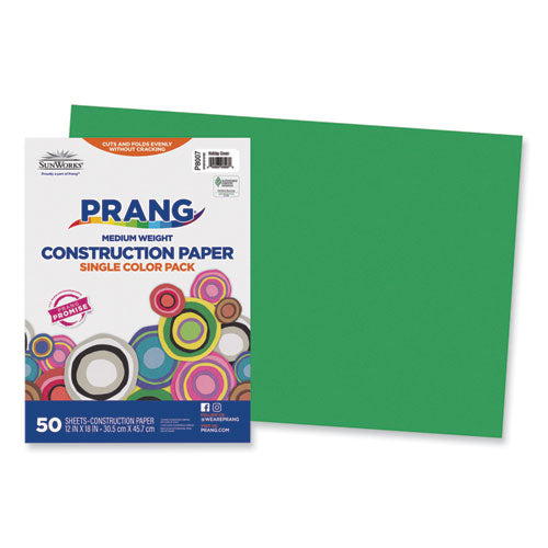 Image of Prang® P8007 SunWorks Construction Paper, 50 lb Text Weight, 12 x 18, Holiday Green, 50/Pack