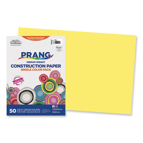 Image of Prang® P8407 SunWorks Construction Paper, 50 lb Text Weight, 12 x 18, Yellow, 50/Pack