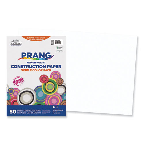 Image of Prang® P8707 SunWorks Construction Paper, 50 lb Text Weight, 12 x 18, Bright White, 50/Pack