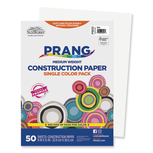 Image of Prang® P9203 SunWorks Construction Paper, 50 lb Text Weight, 9 x 12, White, 50/Pack