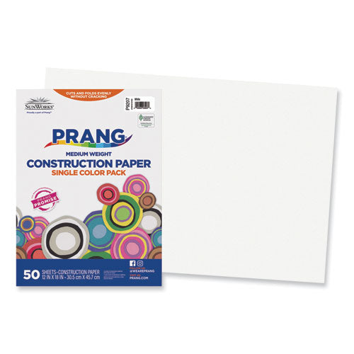 Image of Prang® P9207 SunWorks Construction Paper, 50 lb Text Weight, 12 x 18, White, 50/Pack