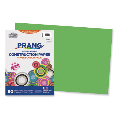 Image of Prang® P9607 SunWorks Construction Paper, 50 lb Text Weight, 12 x 18, Bright Green, 50/Pack