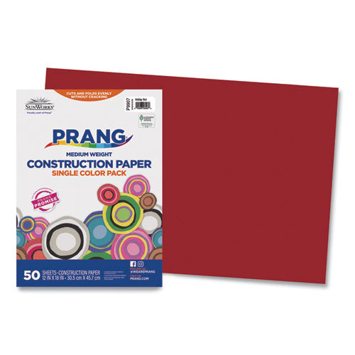 Image of Prang® P9907 SunWorks Construction Paper, 50 lb Text Weight, 12 x 18, Holiday Red, 50/Pack