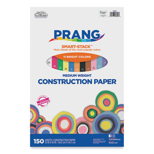 Image of Prang® P6526 SunWorks Construction Paper Smart-Stack, 50 lb Text Weight, 12 x 18, Assorted, 150/Pack