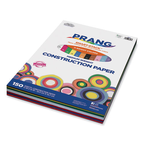 Image of Prang® P6526 SunWorks Construction Paper Smart-Stack, 50 lb Text Weight, 12 x 18, Assorted, 150/Pack
