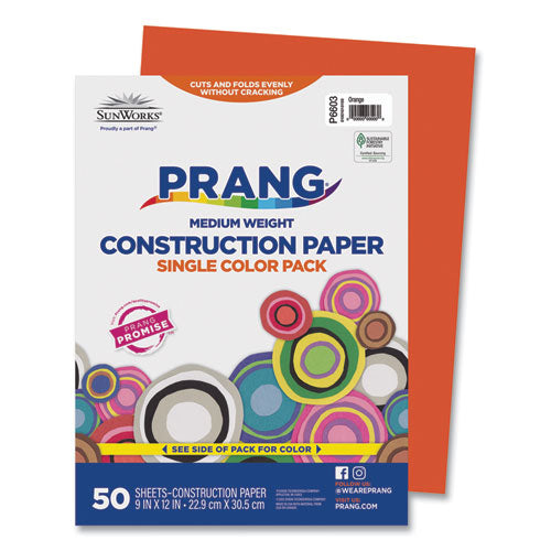 Image of Prang® P6603 SunWorks Construction Paper, 50 lb Text Weight, 9 x 12, Orange, 50/Pack
