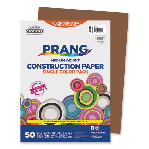 Image of Prang® P6703-0001 SunWorks Construction Paper, 58 lb Text Weight, 9 x 12, Brown, 50/Pack