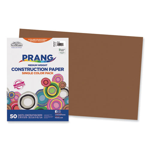Image of Prang® P6707 SunWorks Construction Paper, 50 lb Text Weight, 12 x 18, Brown, 50/Pack