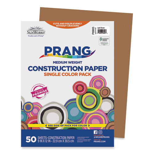 Image of Prang® P6903 SunWorks Construction Paper, 50 lb Text Weight, 9 x 12, Light Brown, 50/Pack