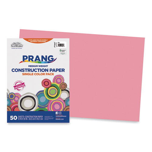 Image of Prang® P7007 SunWorks Construction Paper, 50 lb Text Weight, 12 x 18, Pink, 50/Pack