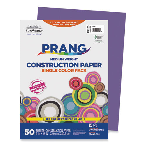 Image of Prang® P7203 SunWorks Construction Paper, 50 lb Text Weight, 9 x 12, Violet, 50/Pack