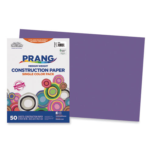 Image of Prang® P7207 SunWorks Construction Paper, 50 lb Text Weight, 12 x 18, Violet, 50/Pack