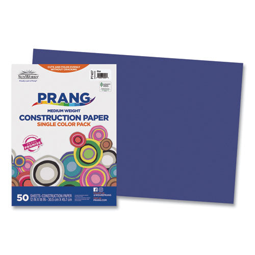 Image of Prang® P7407 SunWorks Construction Paper, 50 lb Text Weight, 12 x 18, Blue, 50/Pack
