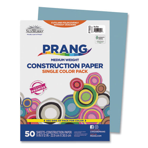 Image of Prang® P7603 SunWorks Construction Paper, 50 lb Text Weight, 9 x 12, Sky Blue, 50/Pack