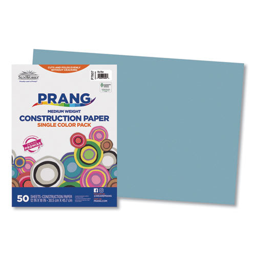 Image of Prang® P7607 SunWorks Construction Paper, 50 lb Text Weight, 12 x 18, Sky Blue, 50/Pack