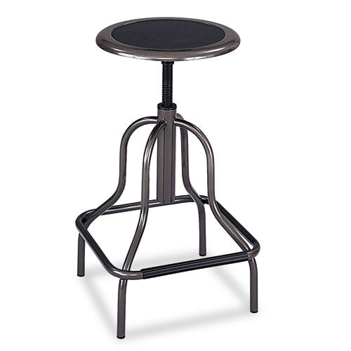 Image of Safco® 6665 Diesel Industrial Stool, Backless, Supports Up to 250 lb, 22" to 27" Seat Height, Black Seat, Pewter Base